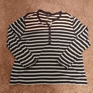 CHAPS Women's Blue & White Striped Long Sleeve Shirt Size 3X
